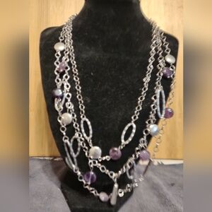 Amethyst 3 tier necklace and earrings